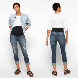 NWT 1822 DENIM Glen Maternity Distressed Cuffed Jean in Indigo